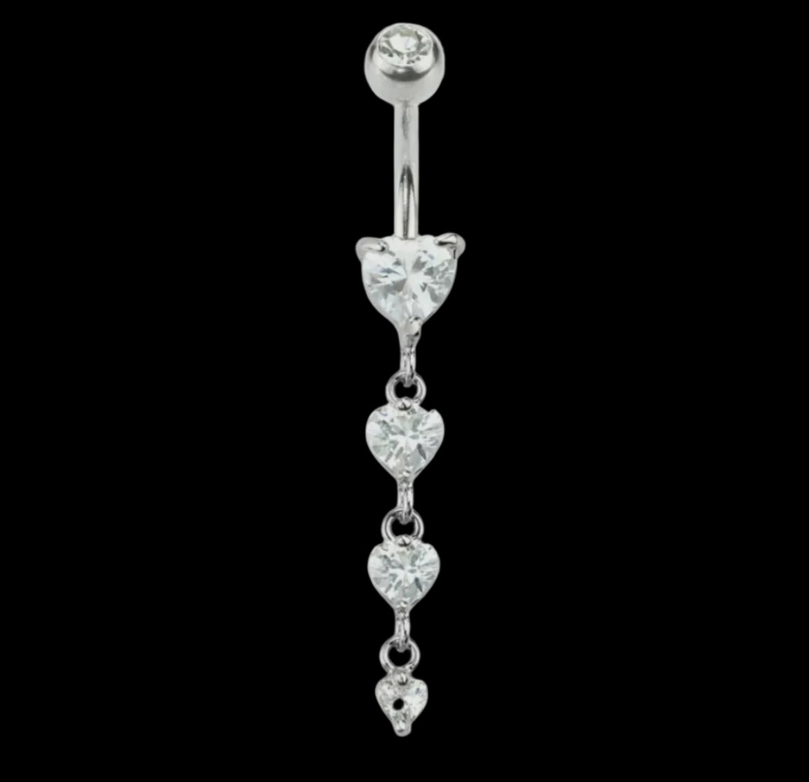 Silver Dangling Heart Belly Ring