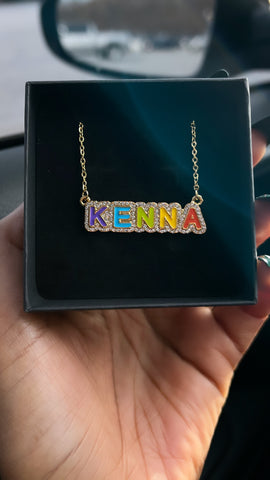 Diamond Rainbow Name Necklace