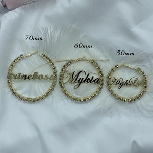 Custom Diamond Name Fly Girl Hoops