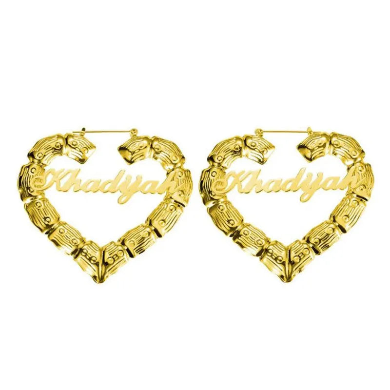 Custom Heart Bamboo Earrings