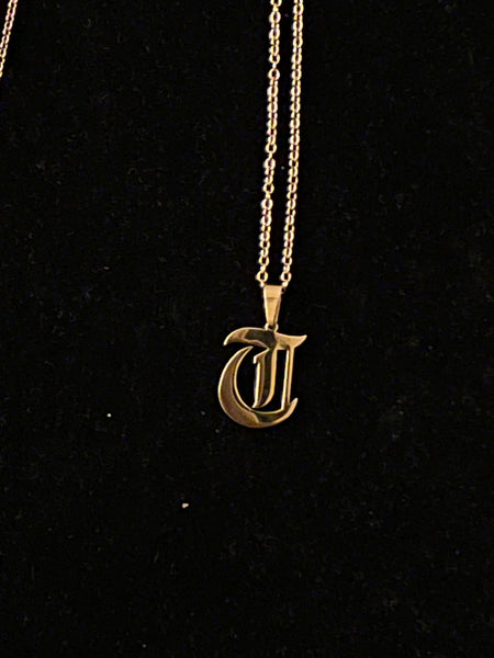 Old English Font Initial Necklace