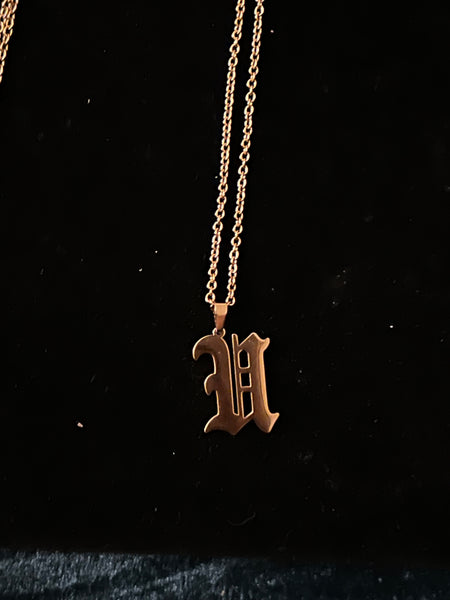 Old English Font Initial Necklace