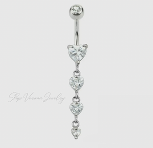 Silver Dangling Heart Belly Ring