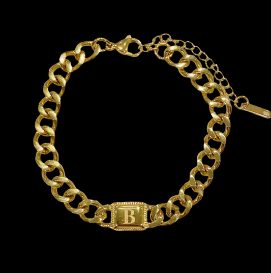 Cuban Chain Initial Bracelet (Unisex)