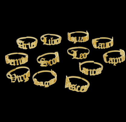 18k Gold plated zodiac ring (Adjustable)